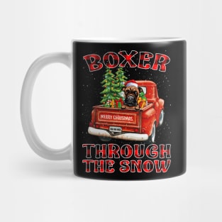 Christmas Boxer Through The Snow Dog Santa Truck Tree Mug